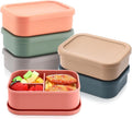 Honeydak 6 Pcs Silicone Bento Box for Adults, 3 Compartment Lunchable Food Container for Women Men, Leak Proof Microwave Dishwasher Freezer Safe (Classic Colors)