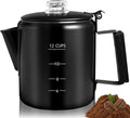 12 Cup Percolator 304 Stainless Steel Coffee Pot Coffee Maker Coffee Machine with Solid Wood Handle Transparent Knob Stovetop Greca Mocha for Induction Home and Camping 2200ml 74.4oz