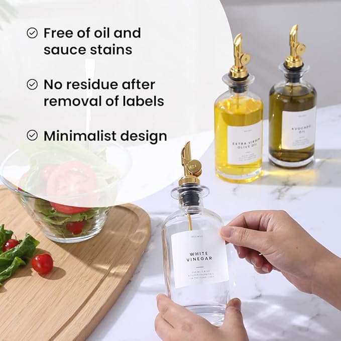 Molimoli Oil and Vinegar Dispenser with Metal Pour Spout Weighted Pourer, Glass Bottle Dispenser for Kitchen Weighted Stainless Steel Pourers, 4 (Pourers), 350ml Oil Bottles Silver