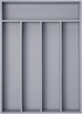Besilord Bamboo Silverware Holder - Drawer Organizer with 5 Slots (Gray)
