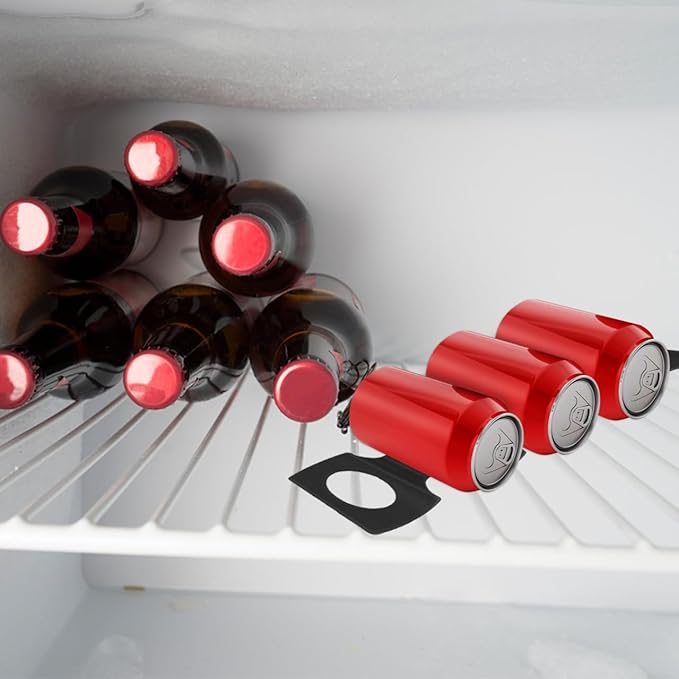 UPKOCH 2-Pack Stackable Silicone Refrigerator Mat Can Organizer and Wine Bottle Holder for Fridge Storage - Non-Slip Beverage Dispenser Rack for Beer Soda Pop, Black