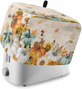 Green Orange Pumpkins Fall Toaster Cover 2 Slice, Thanksgiving Sunflower Dustproof Bakeware Oven Protector with Top Hook, Vintage Waterproof Small Kitchen Appliance Toasters Dust Cover, 11"x6"x8"