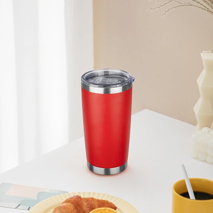 20oz Tumbler with Lid Stainless Steel Insulated Tumblers Travel Coffee Tumbler Bulk Double Wall Vacuum Insulated Water Cup Gifts for Christmas Women Men Her Him Home Office(Red, 1pack)