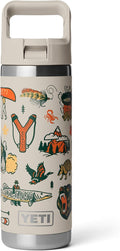 YETI Rambler 18 oz Bottle, Vacuum Insulated, Stainless Steel with Color Matching Straw Cap, Cape Summer Camp