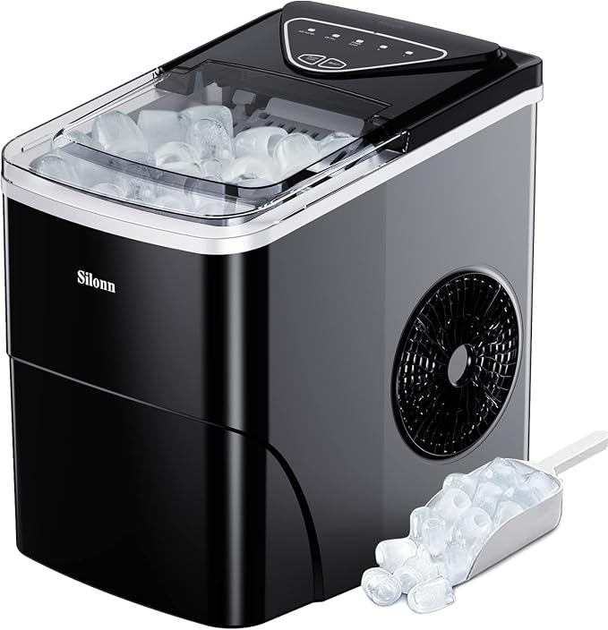 Silonn Ice Maker Countertop & ZeroWater 10-Cup Ready-Pour 5-Stage Water Filter Pitcher 0 TDS for Improved Tap Water Taste - IAPMO Certified to Reduce Lead, Chromium, and PFOA/PFOS