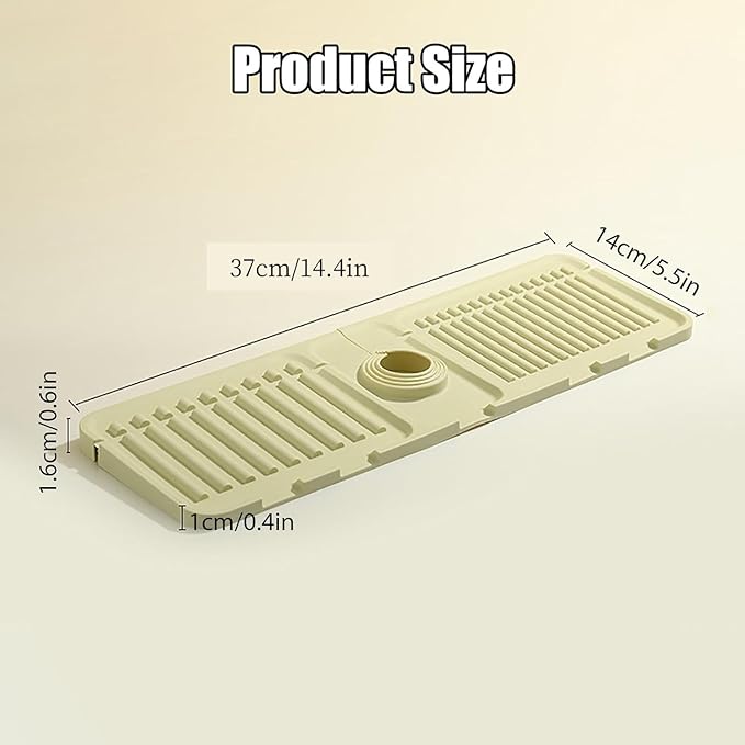 Folding Faucet Mat for Kitchen Sink Upgraded Premium Silicone Splash Guard with Fast Drying Properties Protective Sink Tray Ideal for Stone Sinks in Kitchen & Bathroom (Gray, 14.5"x5.5")