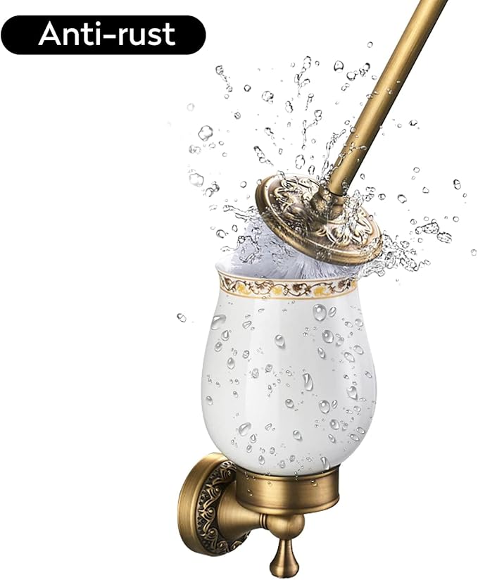 Leyden Antique Brass Toilet Brush Holder,Shower Soap Dish Antique Brass Soap Dispenser,Wall Mounted