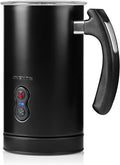 OVENTE Electric Milk Frother and Steamer, Automatic Hot and Cold Foam Maker for Coffee, Latte, Cappuccino or Macchiato, 500W Double-Wall Stainless Steel Milk Warmer with Auto Shutoff, Black FR3608B