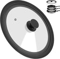 Universal Lid for Pots Pans and Skillets, Pan Cover Fit 11", 12",13" Diameter Cookware, Silicone Replacement Pan Lid Pot Lids for Frying Pans, Cast Iron,Tempered Glass Lid