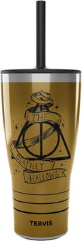 Tervis Traveler Harry Potter Deathly Hallows Triple Walled Insulated Tumbler Travel Cup Keeps Drinks Cold & Hot, 30oz - with Straw Lid, Stainless Steel