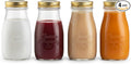 Bormioli Rocco Quattro Stagioni Bottles – 6.75 Oz. Glass Jars with Twist Top Lids, Embossed Beehive Design – For Canning, Drinks, Gifts, Food Storage & Table Décor – Made in Italy (Set of 4)
