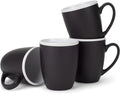Elanze Designs Solid Color Black White Interior 16 ounce Matte Ceramic Mugs Matching Set of 4
