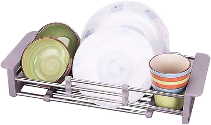 Draining rack Drain Basket Expandable Dish Drying Rack Over Sink Stainless Steel Dish Basket Drainer With Adjustable Arms Functional Kitchen Sink Strainer Basket
