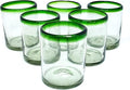 Emerald Green Rim 10 oz Tumblers (set of 6), Recycled Glass, Lead-free, Toxin-Free (Tumbler)