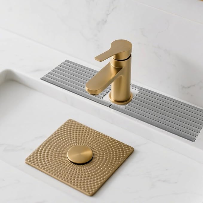 Faucet Mat for Kitchen Sink, Stone Faucet Mat for Kitchen Tray 17.71*3.94*0.35in Square Hole Prevents Moisture Buildup, Suitable for Bathroom Countertop Faucets Around Sink (dark grey Short Version)