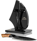 VN3 Professional Knife Sharpener | 3-Action Tungsten Carbide, Black | For Repair, Restoration and Sharpening, Easy to Use, Replacement Blades Included, Soild and Durable, Sailboat Shaped Design