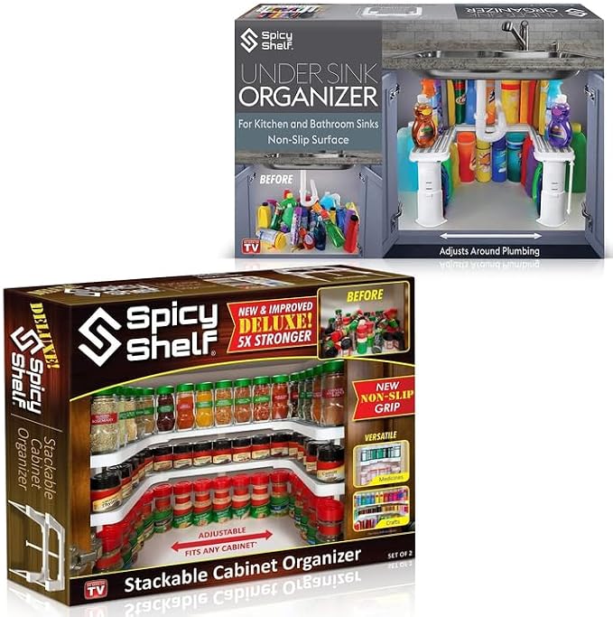 Spicy Shelf 3.0 - Expandable 2 Tiered Spice Rack Organizer for Cabinet & Pantry - Kitchen Seasoning Organizer - Cabinet Spice Racks for Inside Cabinets (Spicy Shelf Premium) - Home Organization