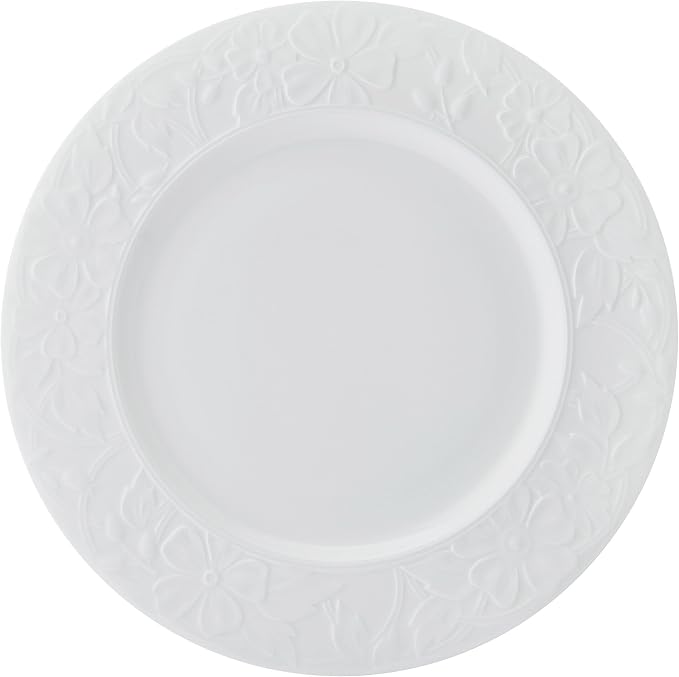 Mikasa Claire Floral Bone China Lightweight Chip Resistant 12 Piece Dinnerware Set, Service for 4, White