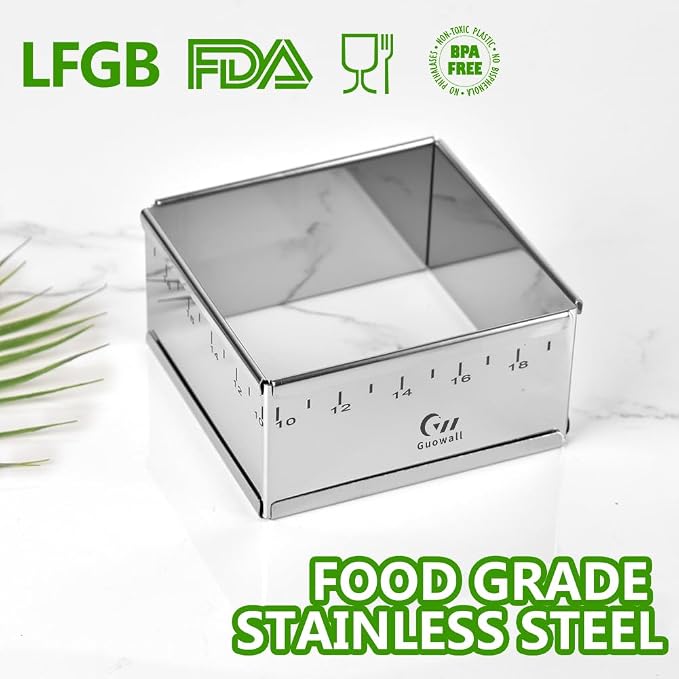 Stainless Steel Extensible Cake Ring Detachable Square Cake Mold Mousse Ring Nonstick Cheesecake Mould Pastry Shaping for Baking - 4.2 x 4.2 × 2 inch