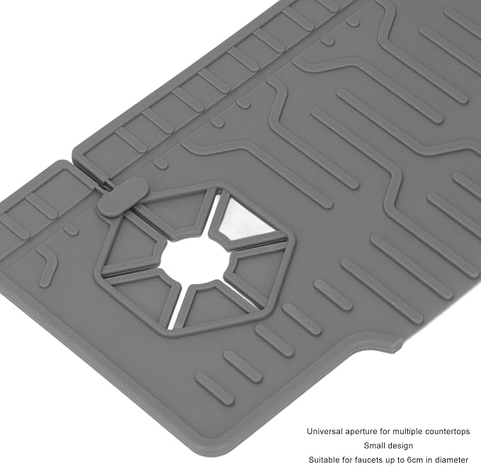 Kitchen Sink Splash Guard, Double Sided Faucet Mat for Kitchen Sink, Silicone Faucet Handle Drip Catcher Tray Mat Silicone Sink Mat, Sink Splash Guard Mat with Adjustable Hole