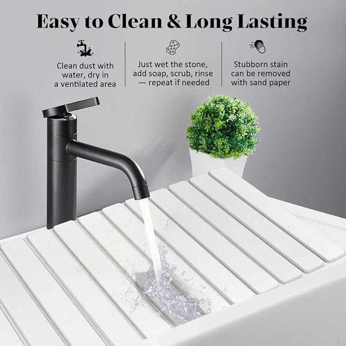 Large Stone Dish Drying Mats for Kitchen Counter, 28"(L)×16"(W), Fast Drying Collapsible Dish Drying Mat, Eco-Friendly Absorbent Diatomaceous Earth Mats for Dishes Cups, Match Any Countertop