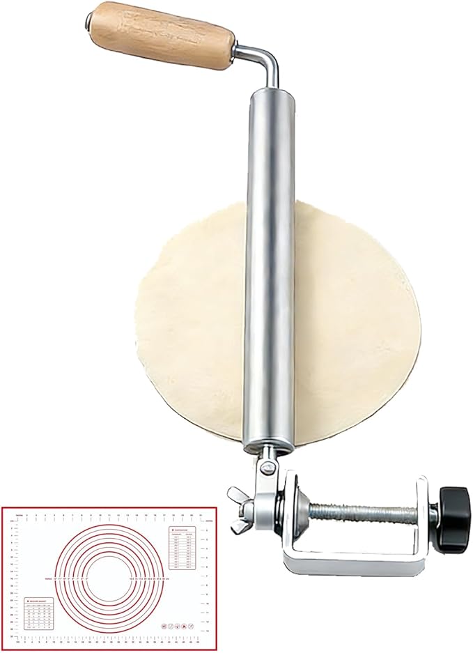 Rolling Pins,Rolling Pin and Silicone Baking Pastry Mat Set,Rolling Pins,Adjustable Stainless Steel Rolling Pin with Baking Dough,Pizza,Pie,Pasta(25MM)