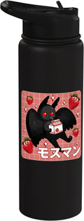 Cryptid Mothman Lover Kawaii Strawberry Milk Shake Carton Stainless Steel Insulated Water Bottle