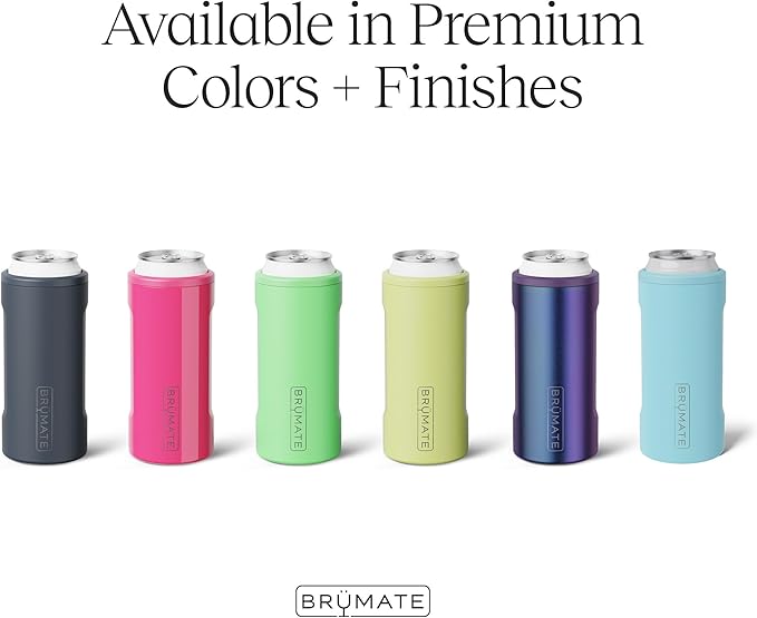 BrüMate Hopsulator Slim Can Cooler Insulated for 12oz Slim Cans | Skinny Can Insulated Stainless Steel Drink Holder for Hard Seltzer, Beer, Soda, and Energy Drinks (Mocha)