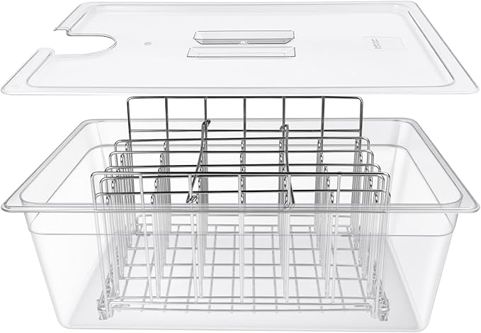 26 Quart Sous Vide Containers with Lid & Rack Compatible with Wancle Anova Nano AN500-US00 Pro 3.0 Mini Joule,most Instant Pot Sous Vide Cooker,BPA Free (Container with lid and rack, 26 QT)
