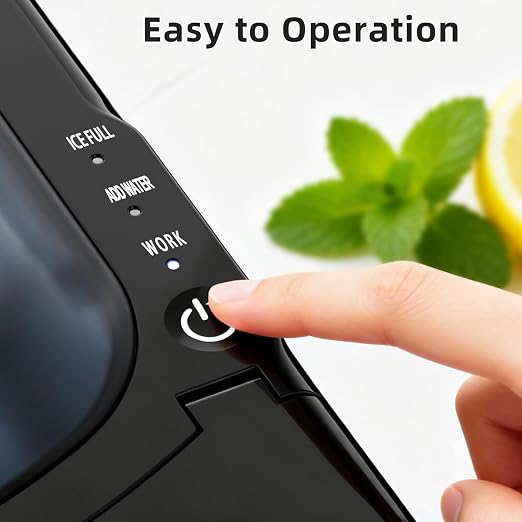 Electactic Countertop Ice Maker Machine 18lbs/24H, 6-Min Fast Bullet Portable Ice Maker, 6.69” Slim Space-Saving with Auto-Drain Drawer, Self-Cleaning, Scoop for Kitchen RV, Black