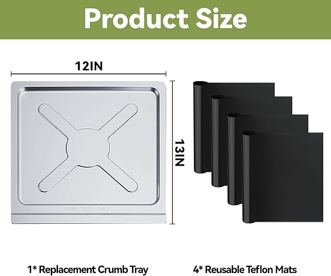 Crumb Tray Replacement Compatible with Emeril Lagasse 26 Qt Extra Large French Door Air Fryer, Crumb Tray with 4 Pcs Oven Liners Accessories for Emeril Lagasse 26 Qt Air Fryer