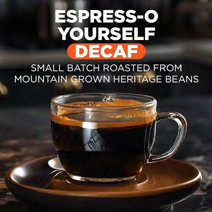 Maud's Decaf Espresso Roast Coffee Pods, 18 ct, Decaffeinated Dark Roast Single Serve Pods – 100% Arabica Coffee, Compatible with Keurig K Cups Maker