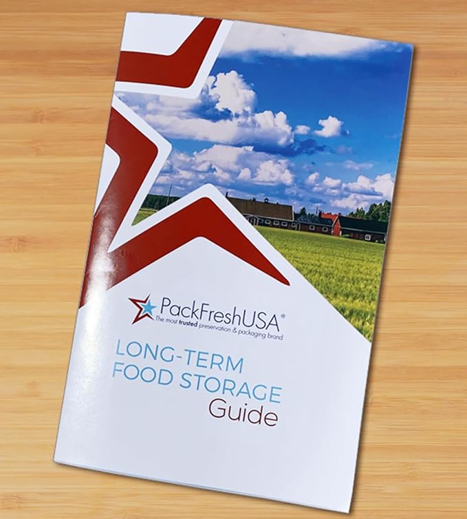 PackFreshUSA: 2-Quart (8" x 12" x 4") Seal-Top Stand-Up Mylar Pouch Bags for Long-Term Food Storage - Premium Century 7 Mil Thick/Side - Heat Sealable - Round Corners - Free Guide - Pack of 100