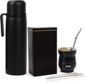 Yerba Mate Set with 34 oz Insulated Bottle, 4.8oz Gourd Cup, Bombilla Straws, Tea Container(500g), Stainless Steel (Uruguay)