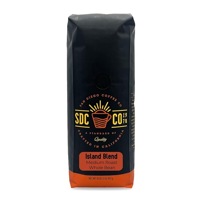 San Diego Coffee Island Blend, Medium Roast, Whole Bean Coffee, 16-Ounce Bag Café en grano tostado