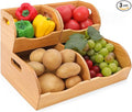 Stackable Bamboo Pantry Organizer - 3-Piece Storage Basket Set for Potato, Onion & Kitchen Cabinet, Tool-Free Assembly, Multi-Size Bins