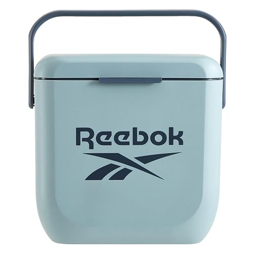 Reebok 8L Hard Cooler,Officially Licensed Portable Cooler Ice Chest with Handle, Holds 12 Cans, 12-Hour Ice Retention,Light Blue