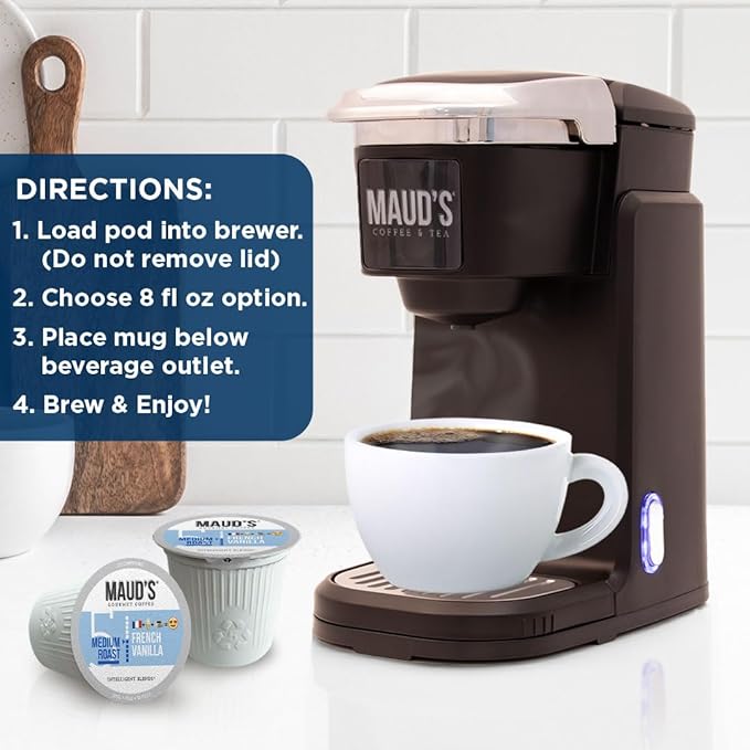 Maud's French Vanilla Coffee Pods, 100 ct, Medium Roast Coffee in Single Serve Pods – 100% Arabica Coffee, Compatible with Keurig K Cups Maker