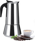 Stainless Steel Stovetop Moka Pot Espresso Maker Percolator 12 Cup 600ml Portable Italian Greca Cuban Coffee Maker for Big Family Home Office Camping, Work with Gas Electric Ceramic Stovetop