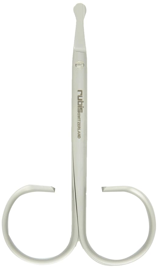 Rubis Duck Stainless Steel Scissors for Precise Nose and Ear Hair, 1F003, Made in Switzerland, Silver