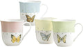 Lenox Coffee Mug Set, Butterfly Meadow Colors 4-Piece Mug Set, Service for 4, White Porcelain Mugs, 10 Oz Capacity, Microwave & Dishwasher Safe, Ceramic Mugs, Coffee Cups, Tea Cup (Assorted, 4 Piece)