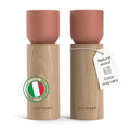 LARS NYSØM Wooden Salt and Pepper Grinder Set Manual - Salt and Pepper Mills with Adjustable Ceramic Grinder - Elegant Beechwood Pepper and Salt Mill Set for Dining Table (Brick Red)