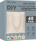 HECTOLIFE 6 I 12 I 24 I 48 Pack Canvas Tote Bags,Reusable Blank Canvas for Shopping Bags,Grocery Bags,DIY Gift Bags
