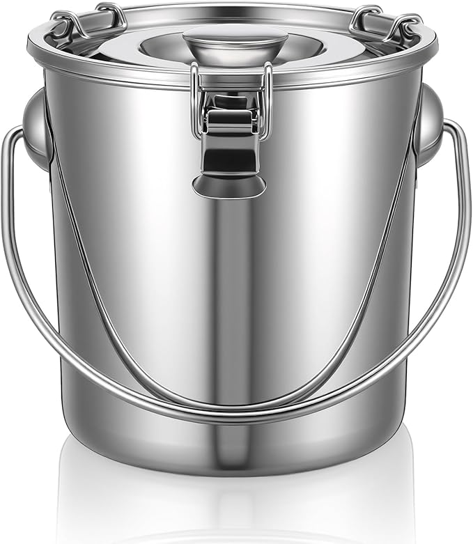 iplusmile Stainless Steel Airtight Canisters Container: 112 fl oz Airtight Clamp Lid Kitchen Food Storage Bucket for Rice Flour Grain Coffee Bean Flour Oil Sugar Milk