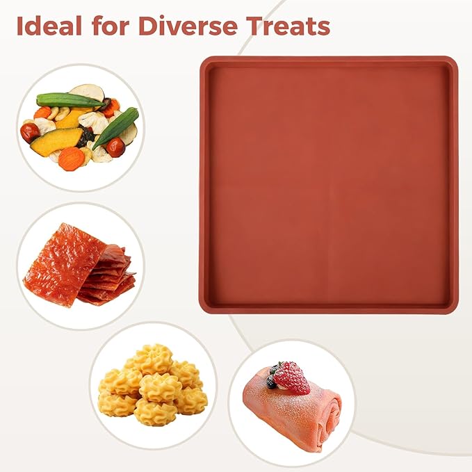 Silicone Dehydrator Sheets, 6 Pcs 13.8X13.8 with Edges, Square Heat-Resistant Non-Stick Reusable Dehydrator Mats, Tray Liners