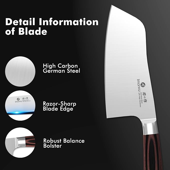 imarku 7 Inch Meat Cleaver Knife,Japanese SUS440A High Carbon Stainless Steel Butcher Knife with Ergonomic Handle,Ultra Sharp Vegetable Kitchen Knife for Home