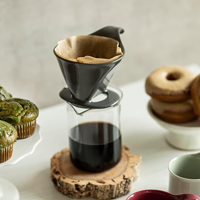 Zero Japan - Bee House Pour Over Coffee Dripper - Lead-Free & Cadmium-Free Ceramic Coffee Maker with Elegant Peek Hole, Drip Cone Brewer Coffee Gifts, Brewing Accessories - Steel Gray, Standard Size