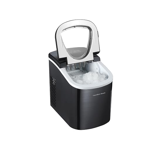 Hamilton Beach Compact Countertop Ice Maker, 26lbs of Ice per Day, Black Stainless