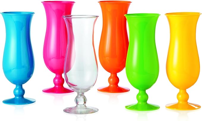 GET HUR-20-CL-EC Cheers - Break-Resistant Plastic Hurricane Glasses, 20 Ounce, 4 Pack, Clear