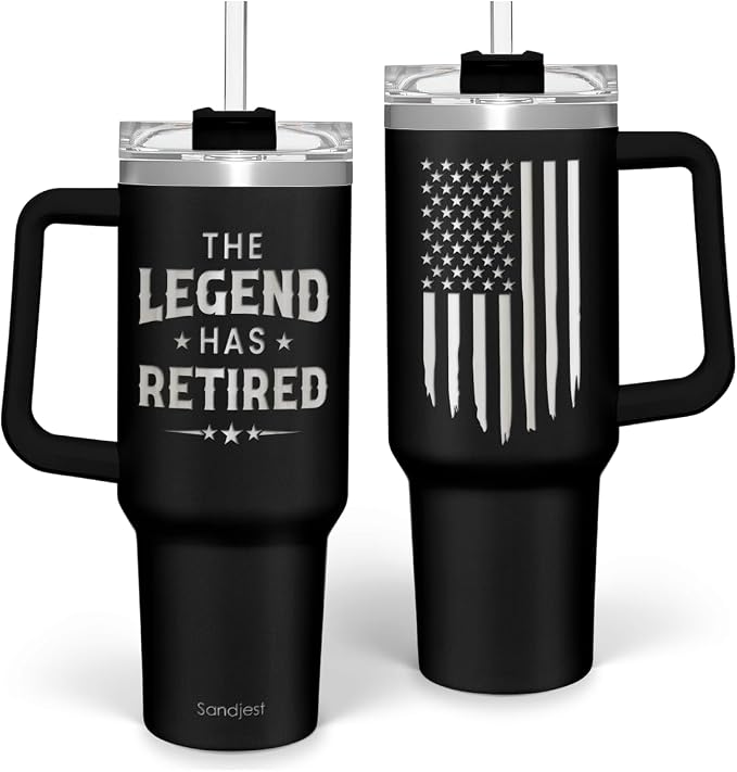 SANDJEST Retirement Gift for Men - 40oz Stainless Steel Insulated Coffee Tumbler with Lid & Straw, Gift Ideas for Boss Coworkers Fathers Husband, Christmas Birthday
